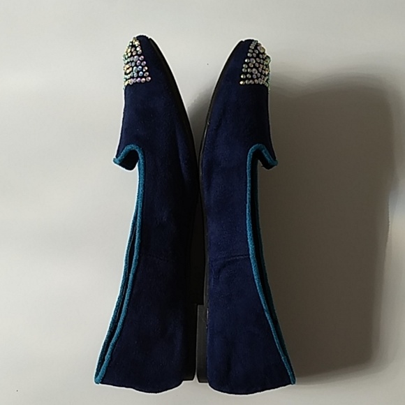 Report Womens Close Flat Bling Velvet Navy Shoes 7 - Picture 5 of 7